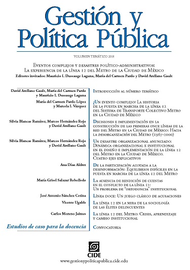 					Ver Vol. 27 Núm. 3 (2018): Volumen temático 2018. Eventos complejos y desastres político-administrativos: La experiencia de la línea 12 del Metro
				