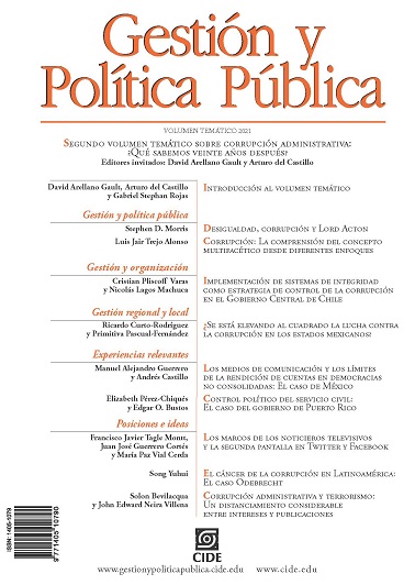 					Ver Vol. 30 Núm. 3 (2021): Volumen temático 2021. Segundo número temático sobre corrupción administrativa: ¿Qué sabemos veinte años después?
				